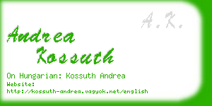 andrea kossuth business card